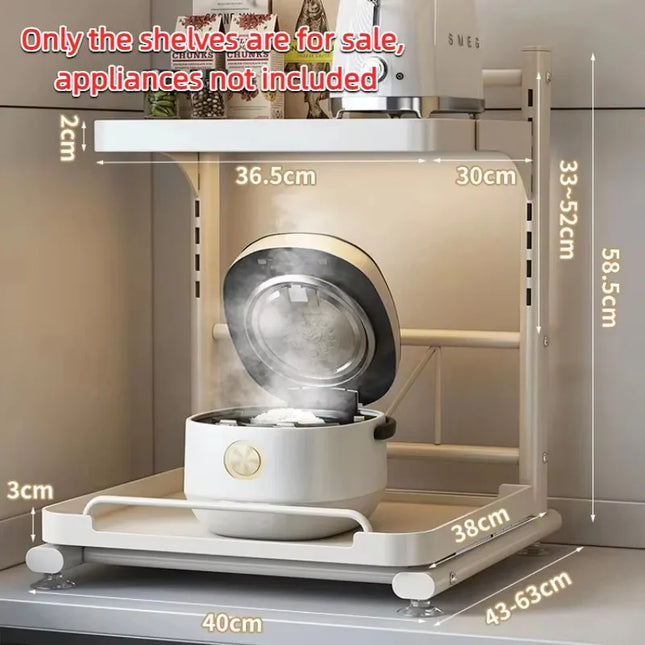 AILIHU Multi-Purpose Kitchen Storage Shelf Adjustable Microwave Stand with Pull-Out Tray Expandable Countertop Organizer Rack