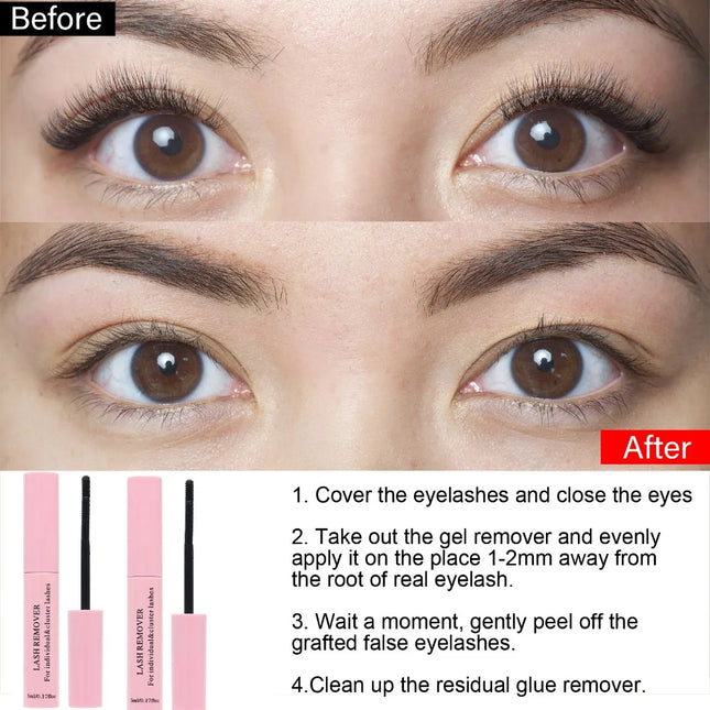 Non-Irritating Eyelash Glue Remover Gentle Eye Makeup Dissolver for Fake Eyelashes Mascara Quick Removal Gel Hypoallergenic