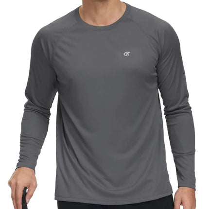 Men UPF 50+ Long Sleeve T-Shirt, Rash Guard Breathable Tops, Pullover Shirt for Sport Fishing Hiking Running Beach Surfing