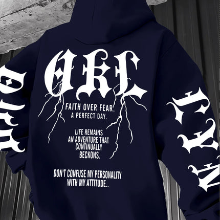 Gothic Font Versatile Street Men Women Pullover Hoodie Casual Loose Sport Hip-hop Y2K Autumn Winter Adult Sweatshirt Top Clothes