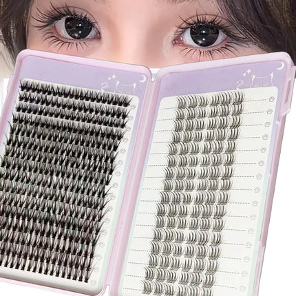 Mixed 9D Faux Mink Eyelashes 200 Bundles Natural Look Eyelash Extensions Individual Clusters 10-16mm Makeup Tools for Eyes