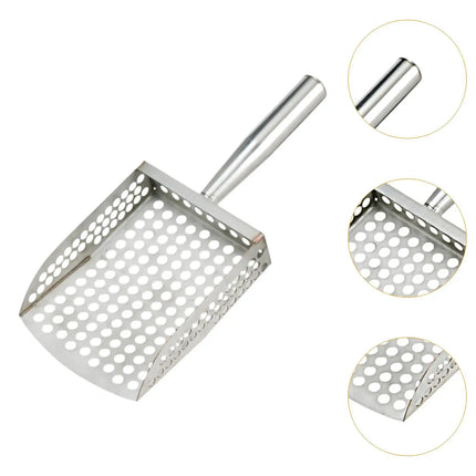 Sand Scoop Handheld Comfortable Handle Digging Sieve Sand Sifter Shovel Metal for Metal Detecting Beach Underwater Seaside Clams