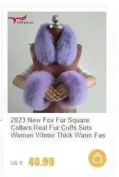 Winter Natural Fox Fur Scarf And Cuff Set Women Jacket Fur Collar Authentic Neck Warm Scarves Luxury Fluffy Fox Fur Shawl