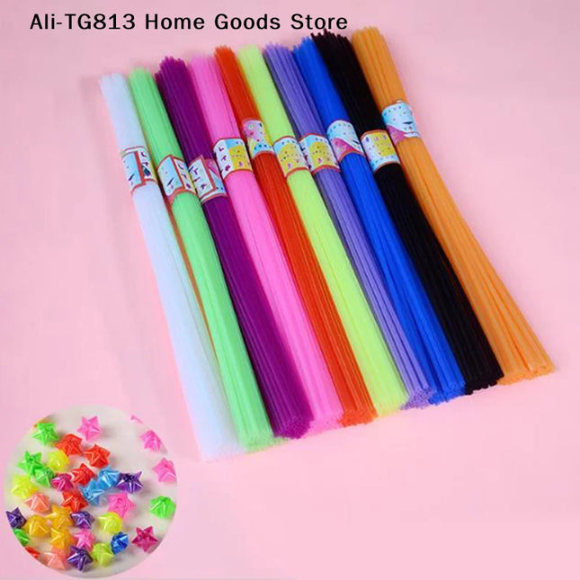 [TG813]350pcs Children DIY Folded Star Plastic Straw Lucky Transparent Tube Origami