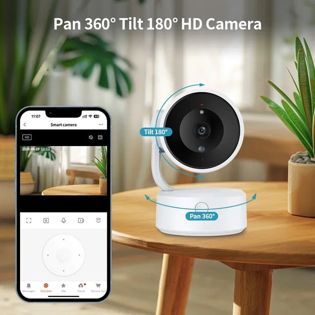 WIFI Tuya Camera Indoor 5MP Baby Monitor Two Way Talk 4X Zoom PTZ 360°  Surveillance Cameras Support Alexa Google Smart Life