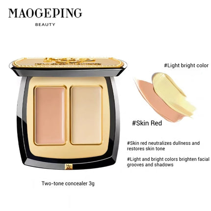 Maogeping Beauty Professional Double Color Concealer Palette High Coverage Moisturizing Concealer Makeup 3g