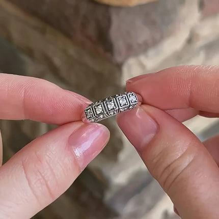6-10 Size Fashionable and Simple Inlaid Zircon Geometric Ring, Women's Retro and Trendy Holiday Party Accessories and Gifts