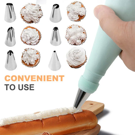 34pcs Piping Tips Set with TPU Bags & Scrapers - Icing Nozzles,Converters, Brush Complete Cake Decorating Kit for Beginners