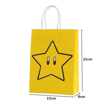 Hot 12pcs Mario Series Cartoons Wrapped Gift Bag Kraft Paper Wrapped Candy Handheld Bag Children's Birthday Party Paper handbag
