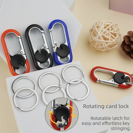 1/4Pcs Rotatable Lock Carabiner Keychain Metal Double Ring Anti-Lost Key Holder Quick Release Key Ring Pendant for Men