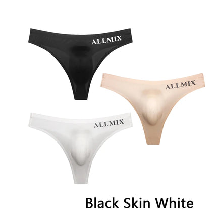3 PCS Sexy Transparent Underwear Men Thongs Sports Fitness Letter Thin Hip Panties G-Strings Ice Silk Low Waist Seamless Thongs