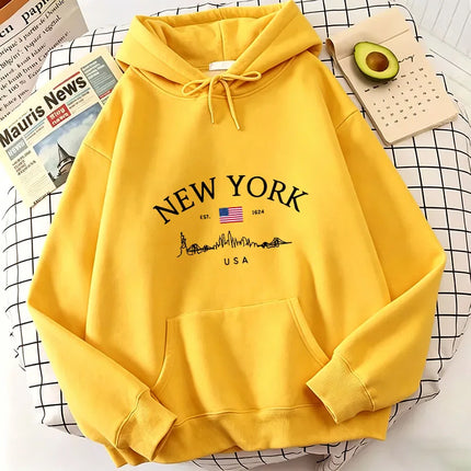 NEW YORK Letter Print Hoodies Spring Autumn Winter Casual Hoodies Sweatshirts Men Women Trendy Aesthetic Top