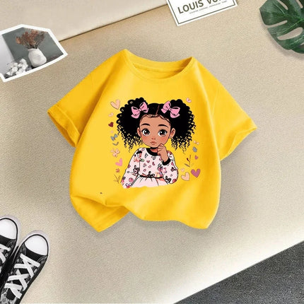 Children's Clothing, Short Sleeves for Girls, 2025 Summer New Girls' T-shirts, Pure Cotton Fashionable Printed Children's Top Trend
