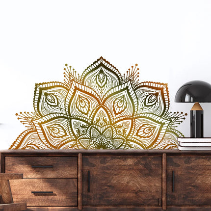 Dark Golden Mandala Wall Stickers For Living Room Bedroom Wall Decoration Pure Black Self Adhesive Decor Sticker Wallpapers