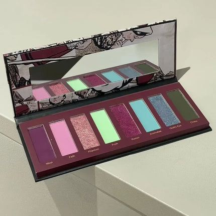 8 Colors Gothic Pearlescent Purple Eyeshadow Palette Oil Painting Style Matte Punk Metallic Chameleon Smoked Eye Pigment Makeup