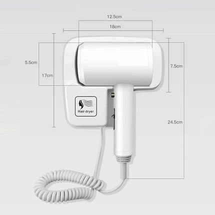 220V Wall Mounted Hair Dryer Hotel Bathroom Hair Dryers Professional Constant Temperature Dryer with Holder Base Free Punching