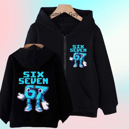 Hot Six Seven Zip Up Hoodies Children's Funny 67 Brainrot Sweatshirts Clothes Kid Girl Boy Zipper Hoody Baby Casual Fashion Tops