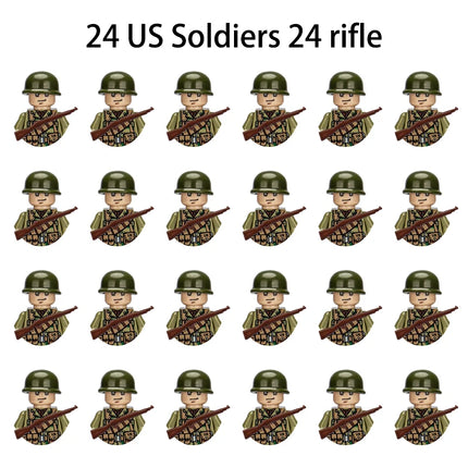 WWII Infantry Military Soldier War National Army Mini Gun Weapon Models Building Blocks Building Blocks Toys for Kids