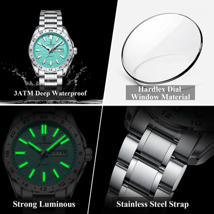 POEDAGAR Exquisite Fashion Men's Watches High Quality Waterproof Luminous Business Watch For Men Date Week Quartz Men's Wristwatch