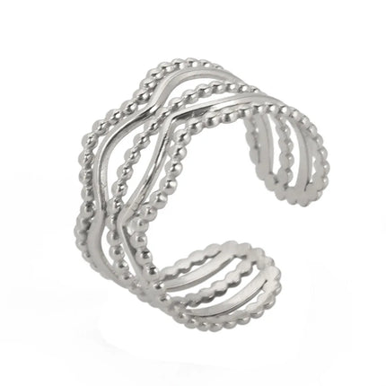 CARLIDANA Stainless Steel Silver Color Open Irregular Circle Finger Rings Titanium Steel Personalized Geometric Open Ring Women