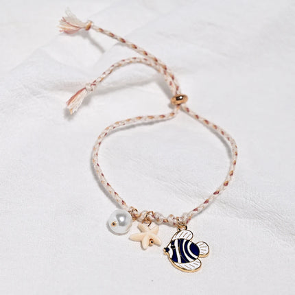 Fashion Design Painted Fish Anklet for Women Starfish Beautiful Artificial Pearl Bead Bohemia Bracelets Anklet For Women