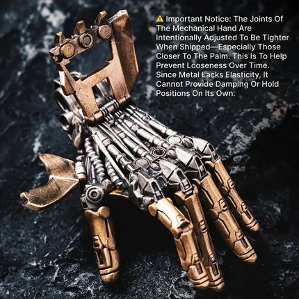 Mechanical Bionic Hand Pendant with Movable Fingers Steampunk Keychain Gothic Punk Robot Hand Jewelry Accessory Gift