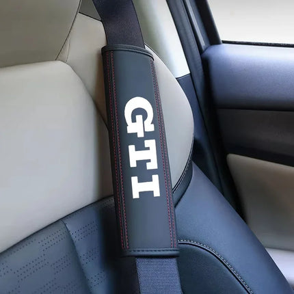 2Pcs Leather Seat Belt Shoulder Cover Protection Pads for VW Volkswagen GTI Polo CC Golf Passat Tiguan Touareg Taigo Caddy Jetta