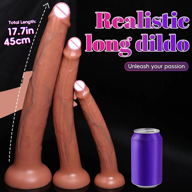 Super Long Realistic Soft Silicone Dildo Glans Penis Butt Plug Prostate Massager Vagina Anal Suction Cup Sex Toys For Women Men