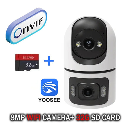 YOOSEE 8MP WiFi IP Camera Dual Lens Screen Motion Detection Auto Track Two-Way Audio Onvif 10X Zoom Security Monitor CCTV HD Cam