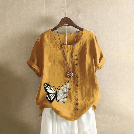 Women Clothing Cotton Linen Streetwear Summer Y2k Tops Vintage Fashion Tshirt Casual Shirts for Women Clothes Elegant Tees