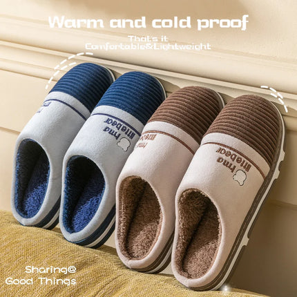 New autumn and winter fur slippers for women, thick soled and plush warm indoor home, non slip cotton slippers