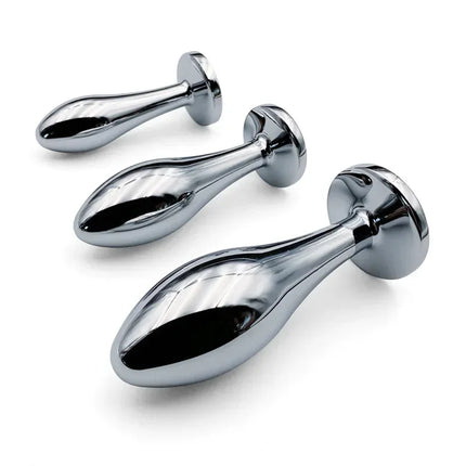 Metal Drop Anal Plug For Women Stainless Steel Three Sizes Jewel Base Butt Plug G-point Massage Adult Sex Toys Male/Famale Gay