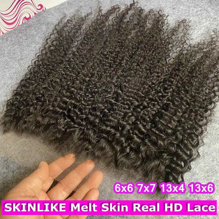 Invisible HD Lace Deep Curly 13x4 13x6 Lace Frontal Only Pre plucked Natural Hairline 5x5 6x6 7x7 HD Lace Closure Only Brazilian