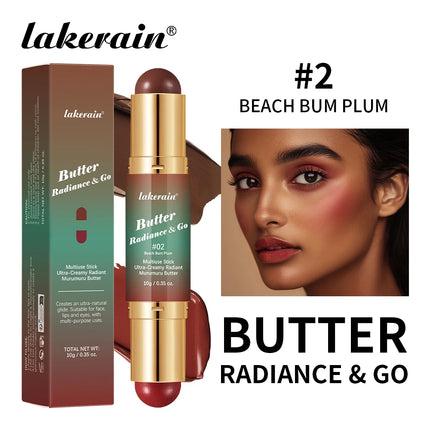 Lakerain Butter Makeup Stick Nature Bronze Colored Matte Effect Moisturizing Smooth Dual-head Design Multi-purpose Makeup Stick