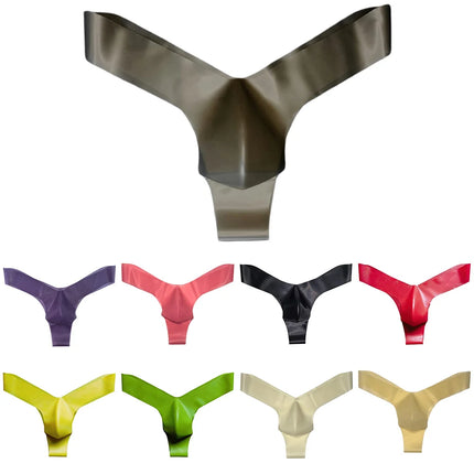Seamless Mens Latex Underwear Transparent Thongs and Briefs with Pouch Design Low Waist Erotic Lingerie for Men