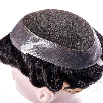 Men Capillary Prosthesis Swiss Lace PU Man Toupee Real Human Hair Wig Breathable Lace Inviible PU Natural Human Hairpiece Topper
