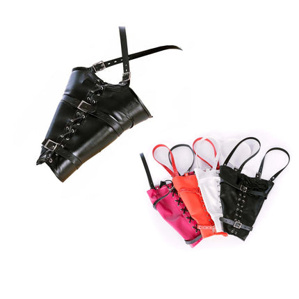 BDSM Bondage Arm Binder,Behind Back Straight Jacket,Leather Armbinder Restraint SM Toy,Slave Lockable Glove With Shoulder Straps