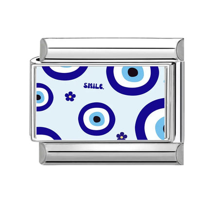 2025 New Vintage Devil Eye Blue Heart Italian Charms Link 9mm Golden Modular Bracelet Stainless Steel DIY Gift Jewelry Wholesale