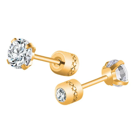 ‌2025 New Gold Color Stainless Steel Boho Zircon Stud Earrings Hypoallergenic Light Luxury Jewelry for Women, for Daily & Party