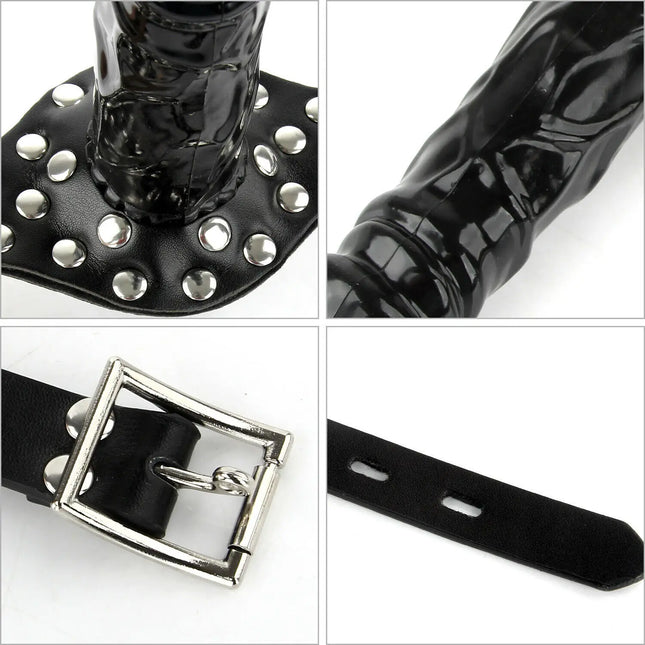 LILUPLAY Sexy BDSM Double-Ended Dildo Open Mouth Gag Leather Bondage Strapon Dildo Exotic Accessories Sex Toys For Women