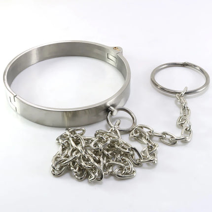Thick Stainless Steel Collar Male Female Metal Neck Sleeve Lock Slave Dog BDSM Erotic Flirt Adult Game Couple Sex Toys Men Women