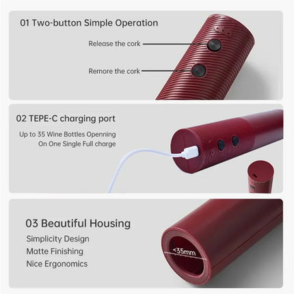 HIM-Red Wine Electric Bottle Opener Corkscrew Automatic Wine Opener Vacuum Wine Stopper Decanter For Bar Kitchen