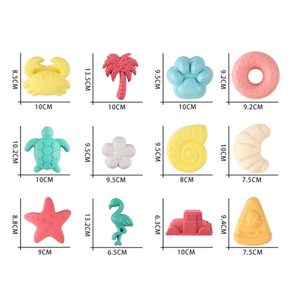 Beach Toy Sand Mold Sand Printing Seaside Sand Digging Tool Accessories Wheat Straw Donut Engineering Vehicle 12-Piece Combinati