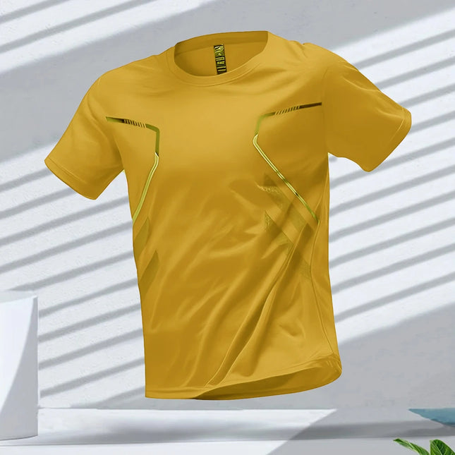 Men's T-shirts Sports Running T-shirt Color Block Men Quick-drying Breathable Short Sleeve Round Neck Active Tee Outdoor Workout