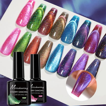 Romantic Galaxy Cat Eye Gel Nail Polish Semi-permanent Glitter Soak Off UV Holographic Magnetic Rainbow Gel for Nail Manicure