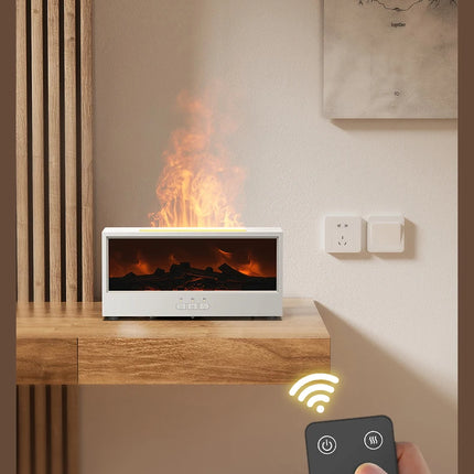 Creative Fireplace Aroma Diffuser Flame Air Humidifier Colorful Lights w/ Remote for Home Office Holiday Gifts/Essential oil set