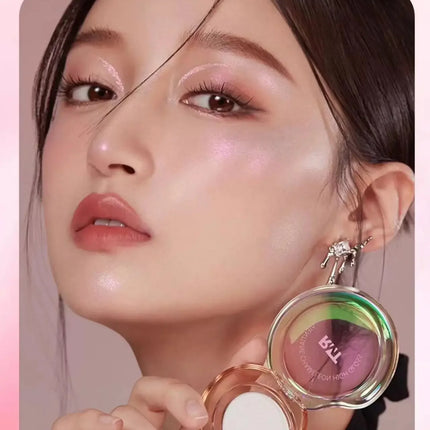 RMT Chameleon Highlight Pink Purple Fine Powder Cream Blusher Shiny ROMATIC Face Brighten High Gloss Integrated Plate Makeup