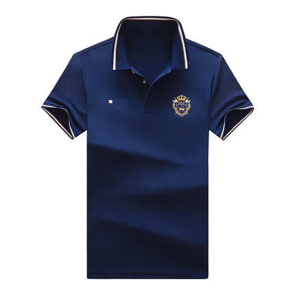New Men's Business Casual Short Sleeved Shirt Embroidered Solid Color Polo Shirt Fashion Breathable Comfortable Versatile Top