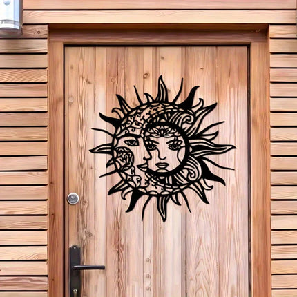 Sun and Moon Geometric Metal Wall Art, Modern Mystical Symbol, Romantic Valentine'S Day or Birthday Gift, Rustic Hanging Decor