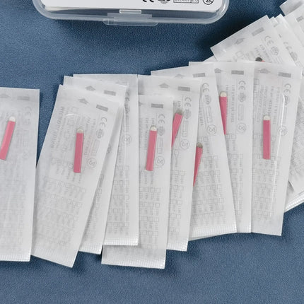 50pcs/Box Pink 0.15mm Microblading U Shape Needles Permanent Makeup Eyebrow Tattoo Manual Nano Blades Needles